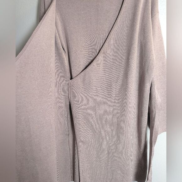 Cozy Co. Light Mauve Pink Stretch Sweater Knit Wrap Dress Duster Womens L - Picture 5 of 6